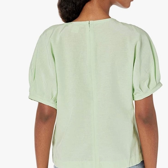 Club Monaco Mint Green Sculptured Sleeve Top with Back Zipper Size Small - Picture 2 of 10